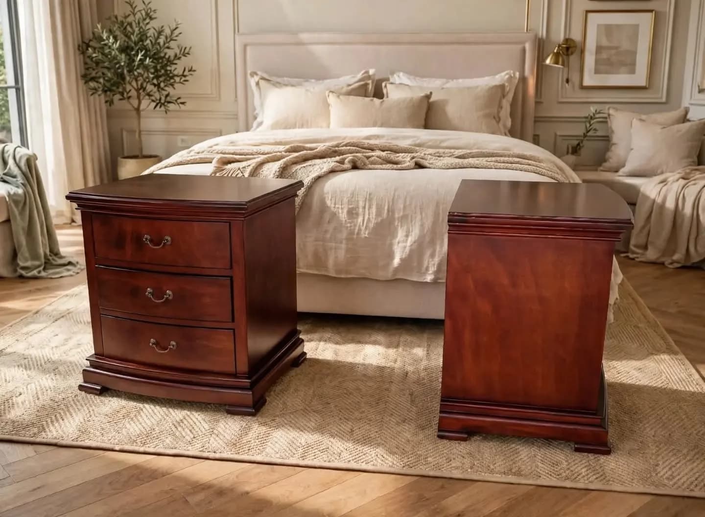 imagen de producto NOCHERO ANTIGUO ITALY EN MADERA CEDRO Y BRONCE