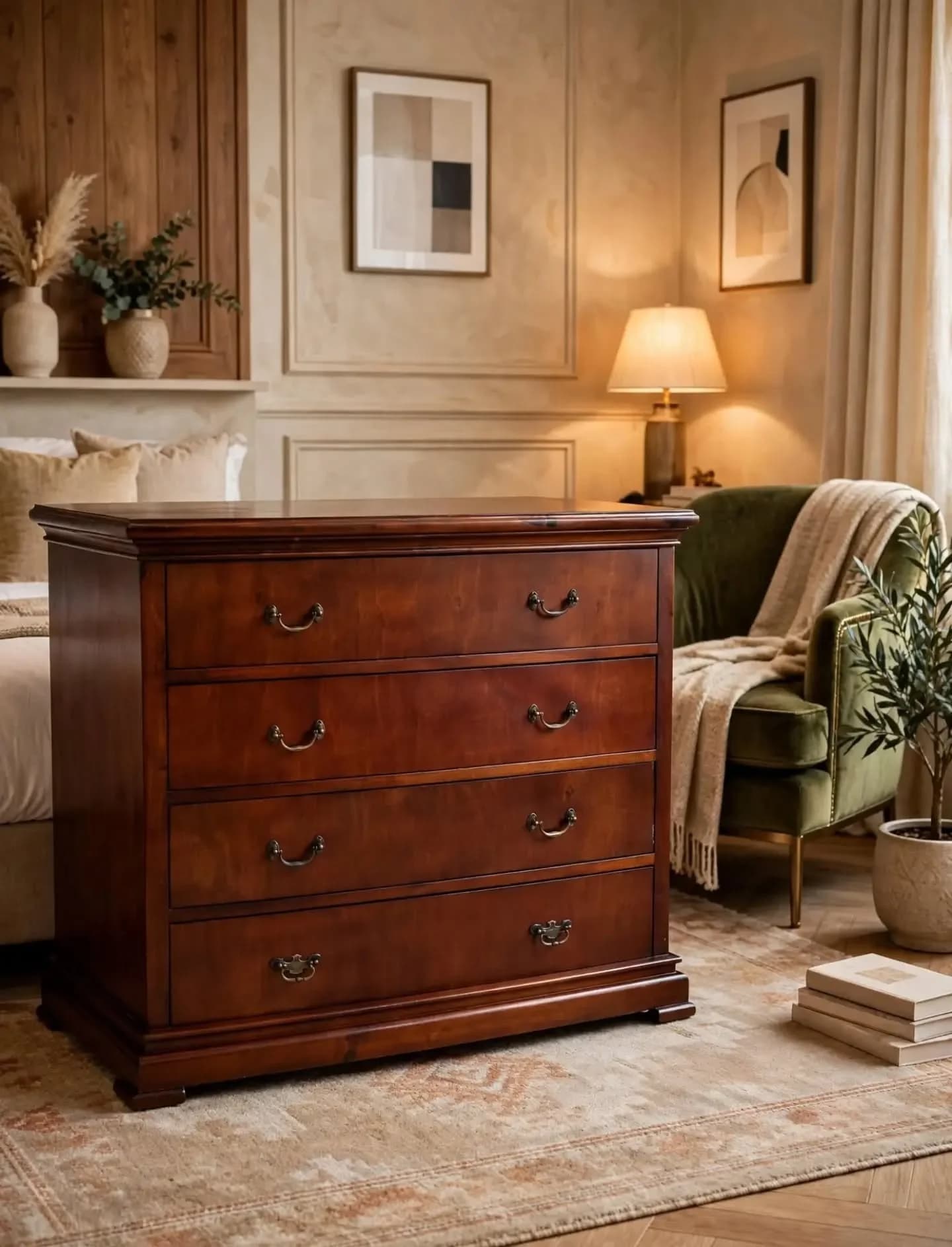 imagen de producto MUEBLE CAJONERO O COMODA ITALY CEDRO Y BRONCE