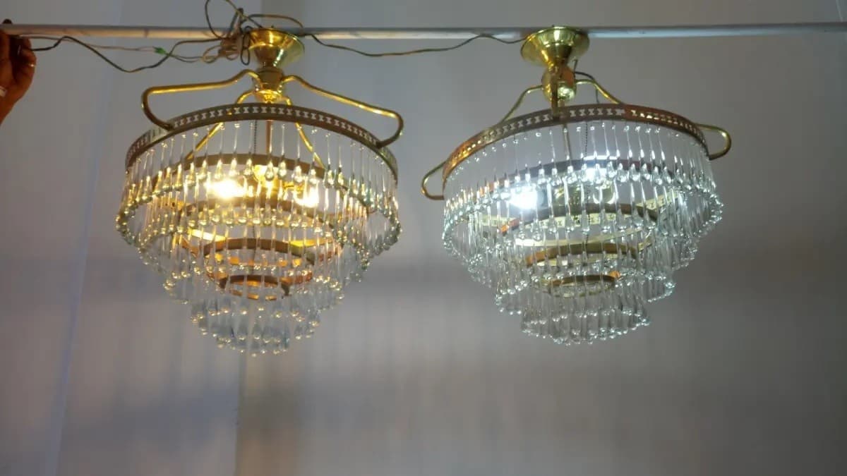 imagen de producto Lampara Techo Antigua Bronce Y Cristal