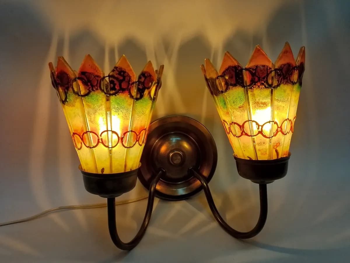 imagen de producto LAMPARA VITRAL DOBLE AMARILLO ROJO