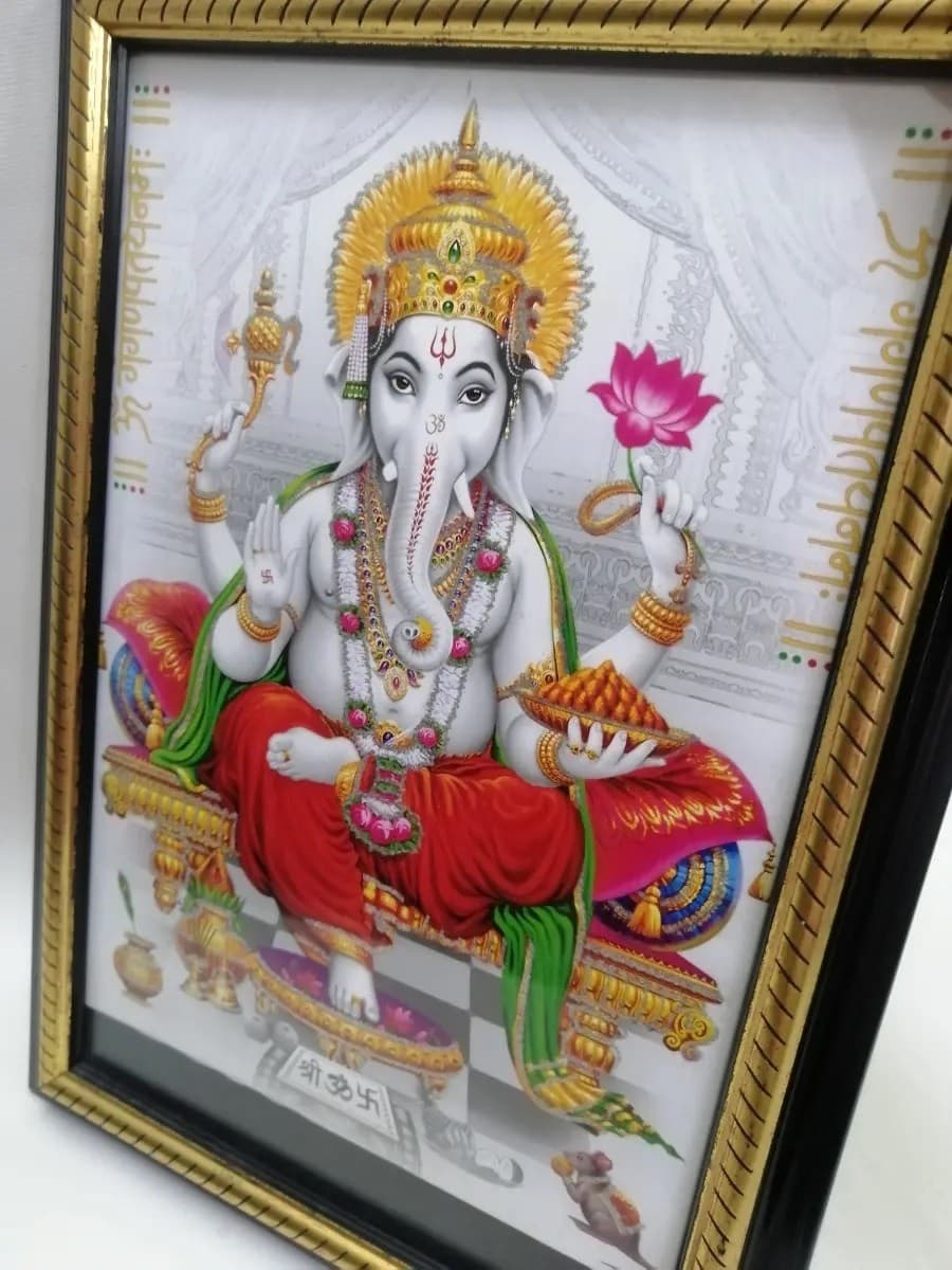 imagen de producto Cuadro Hindu Postal Antiguo Ganesha