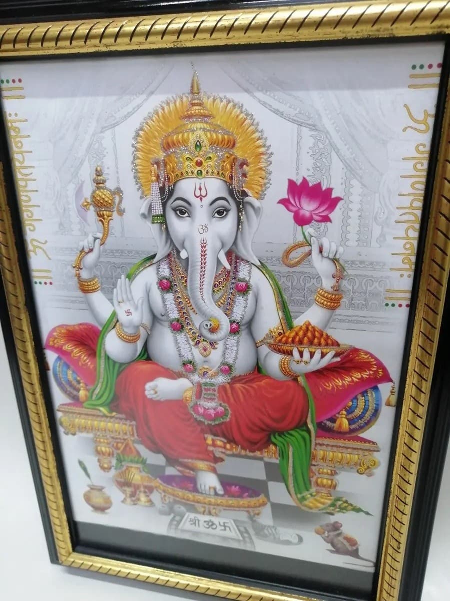 imagen de producto Cuadro Hindu Postal Antiguo Ganesha