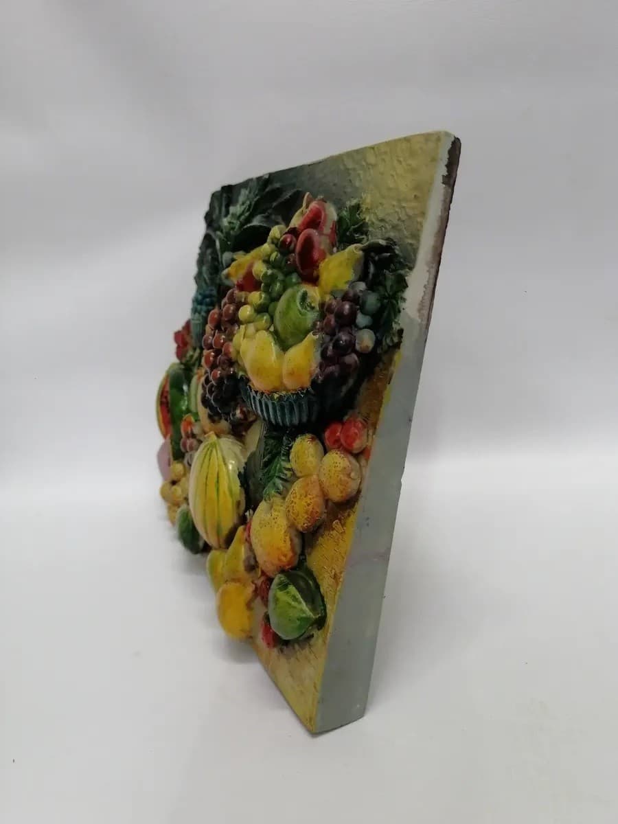 imagen de producto Cuadro Marmolina Y Oleo Bodegón Frutas