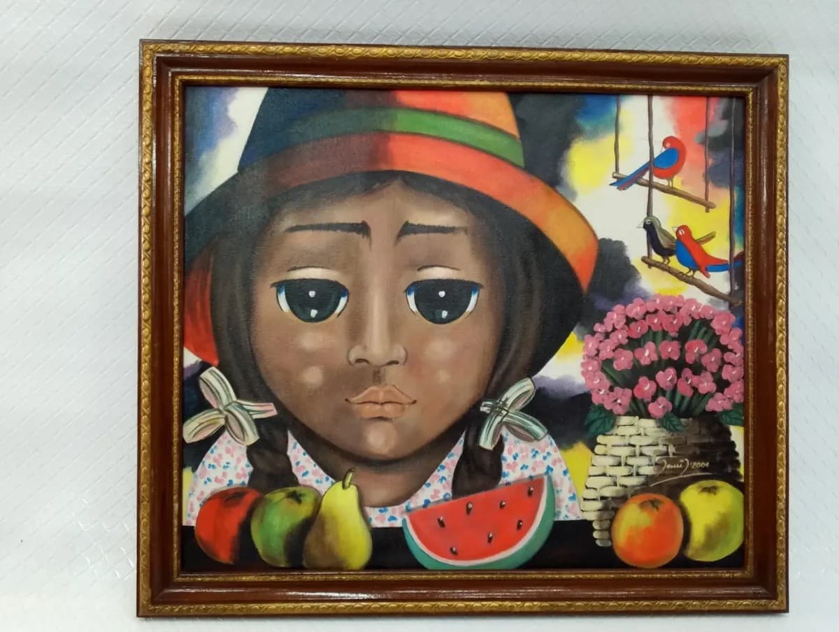 imagen de producto Cuadro Bodegon Niña Campesina Oleo