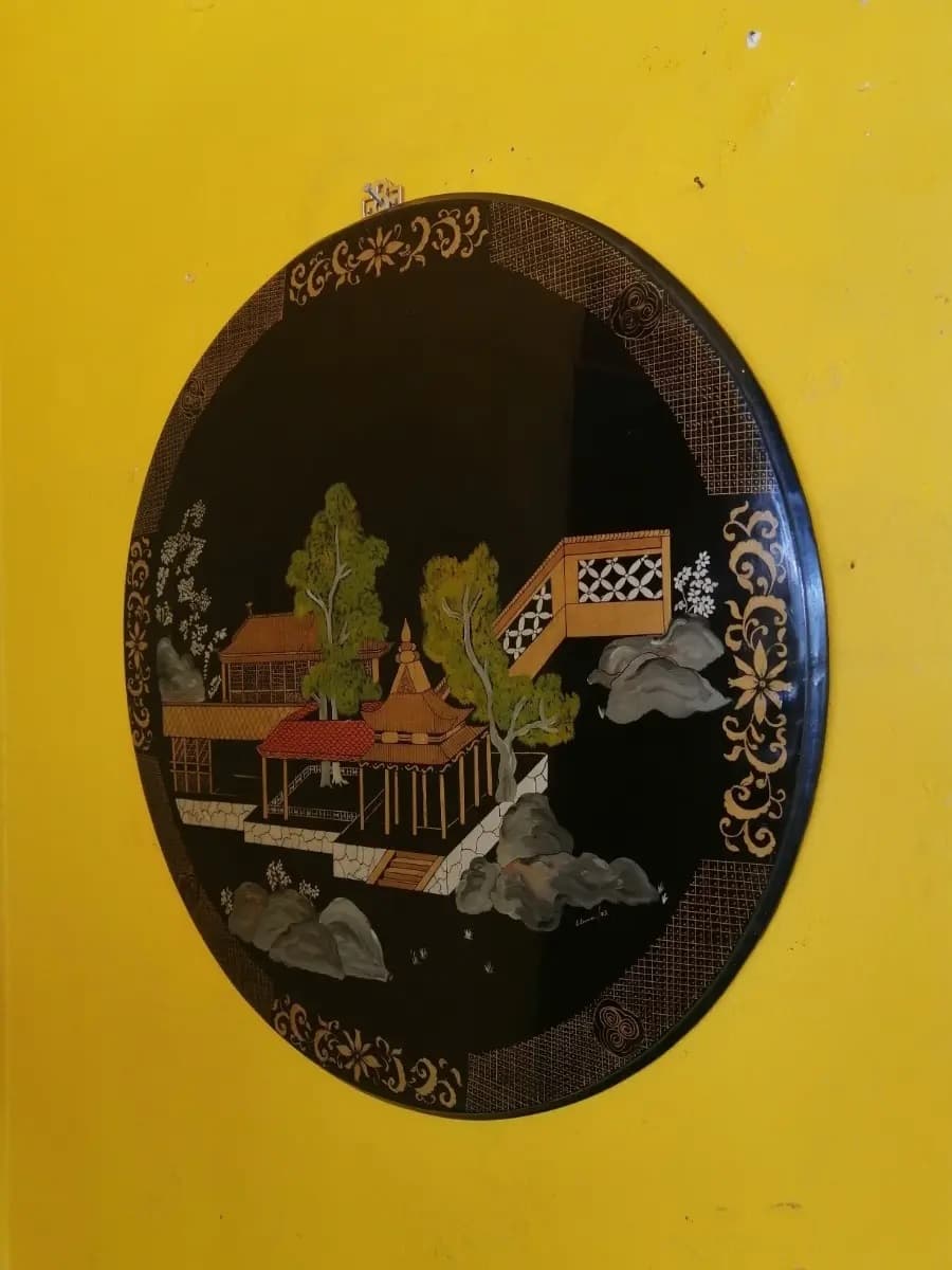 imagen de producto Cuadro Japonés Medallon Madera Óleo