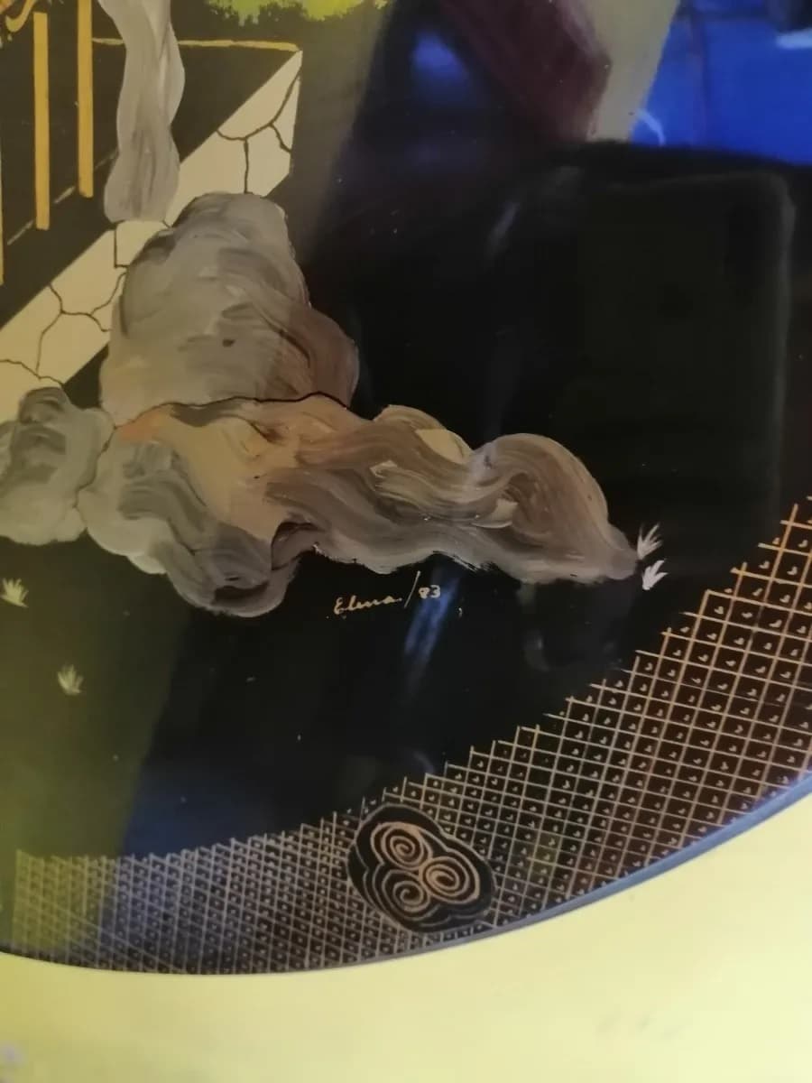 imagen de producto Cuadro Japonés Medallon Madera Óleo