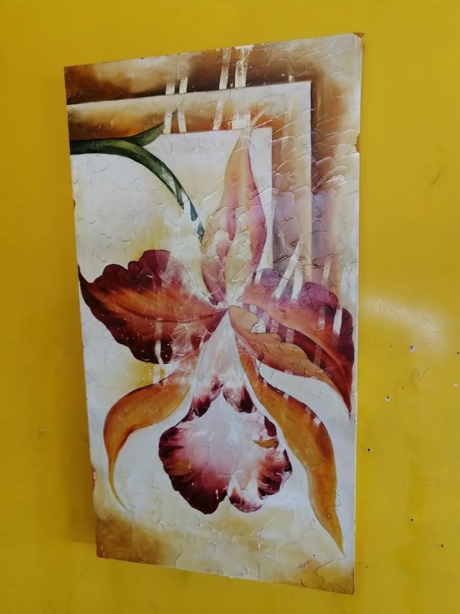 imagen de producto Cuadro Óleo Sobre Madera Orquídea