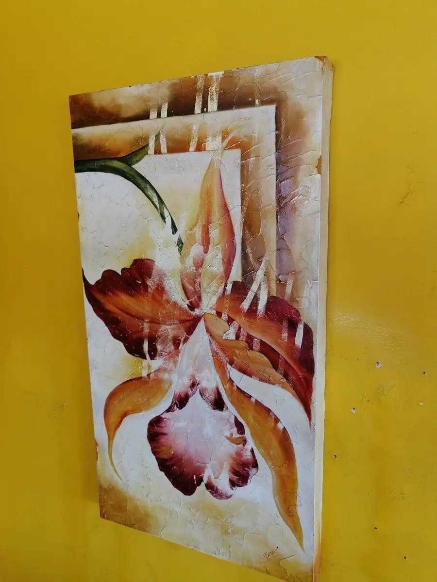 imagen de producto Cuadro Óleo Sobre Madera Orquídea
