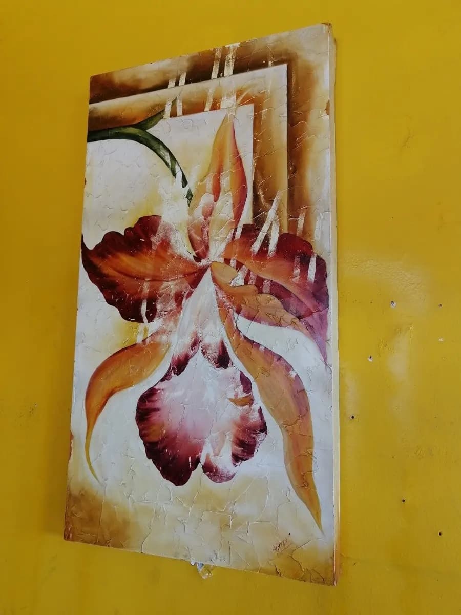 imagen de producto Cuadro Óleo Sobre Madera Orquídea