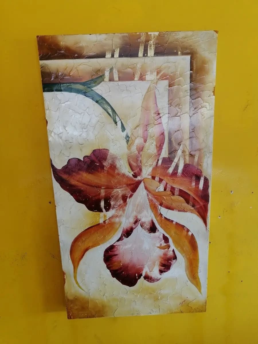 imagen de producto Cuadro Óleo Sobre Madera Orquídea