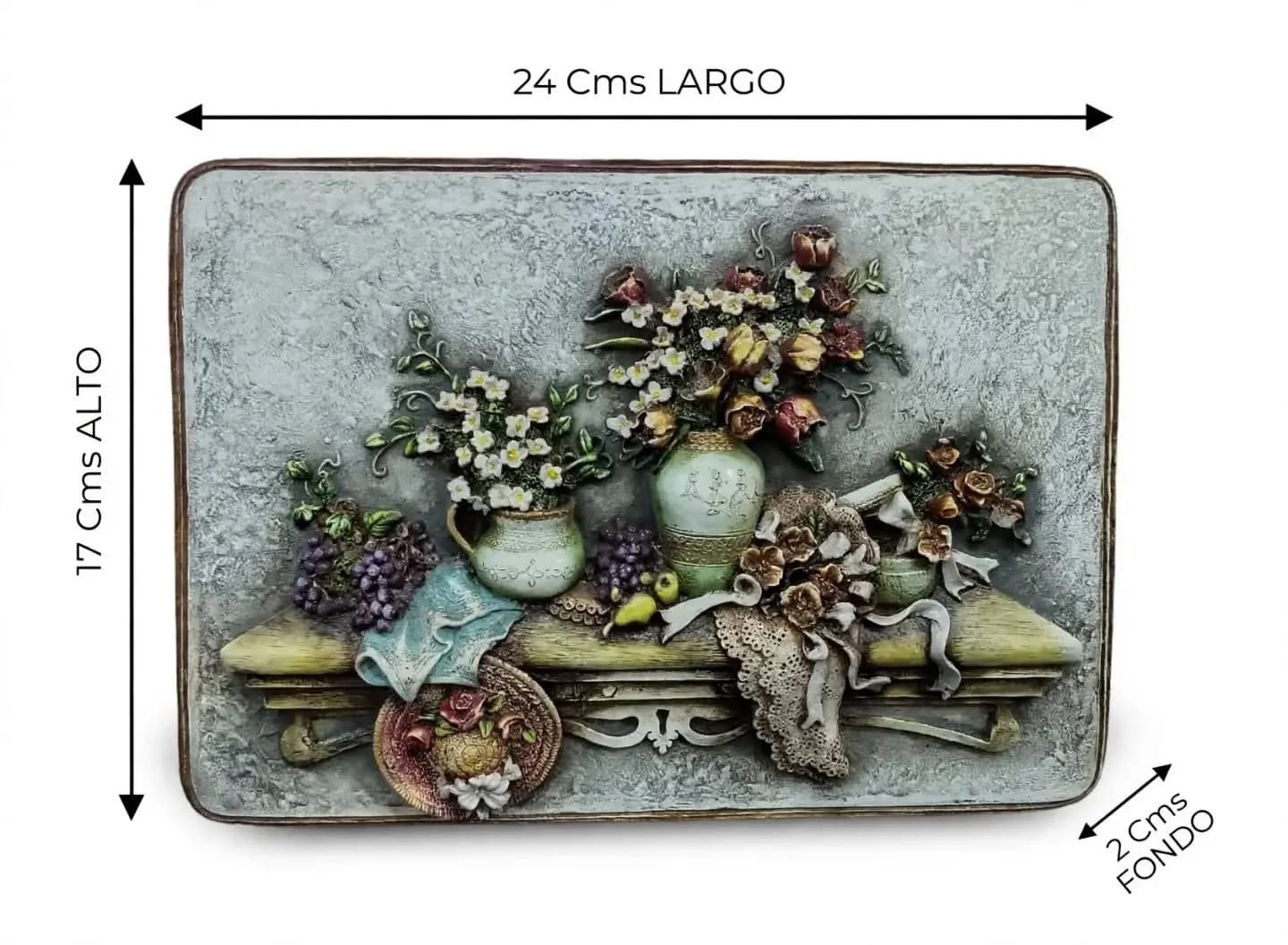 imagen de producto CUADRO ANTIGUO BODEGON FLORES MARMOLINA Y OLEO