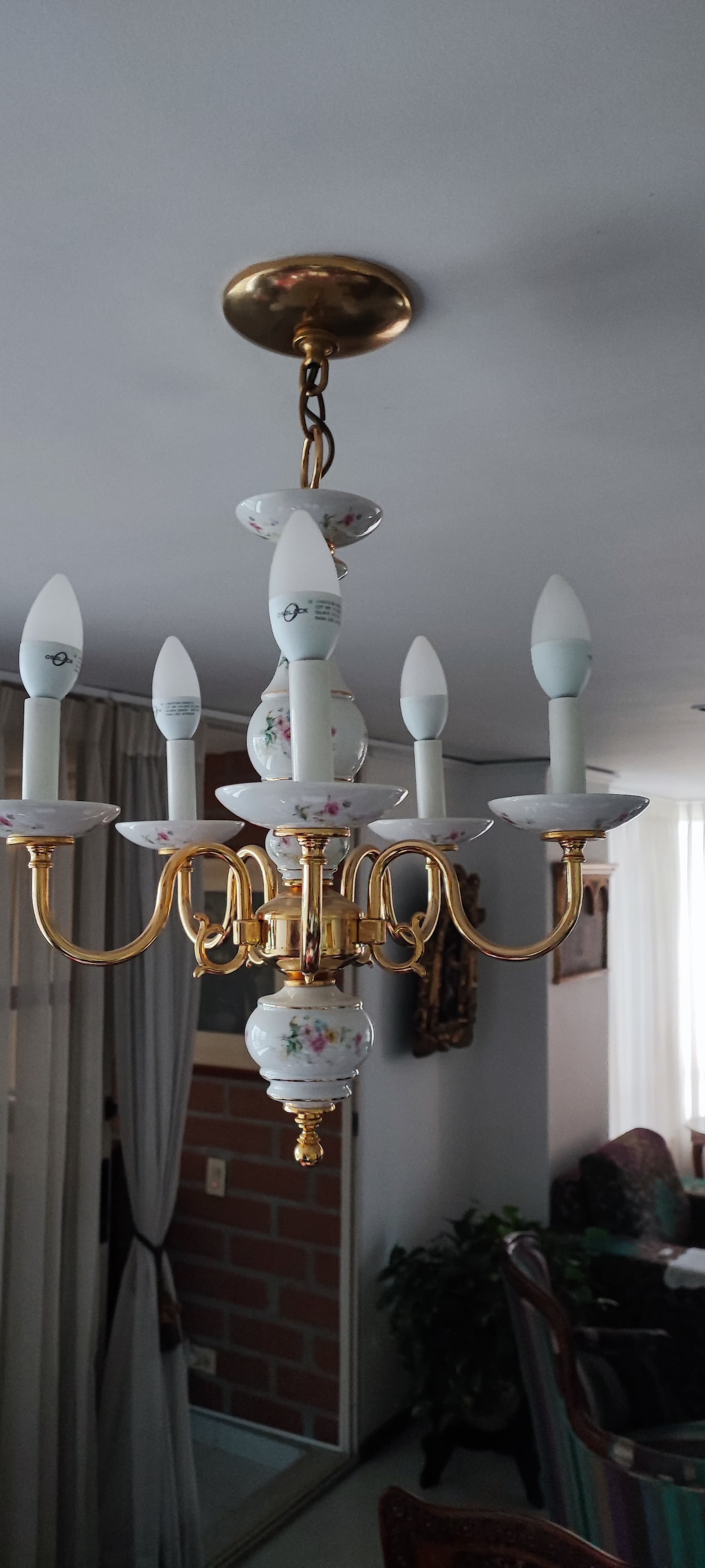 imagen de producto Lampara 5 brazos porcelana